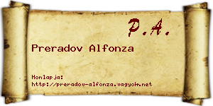 Preradov Alfonza névjegykártya